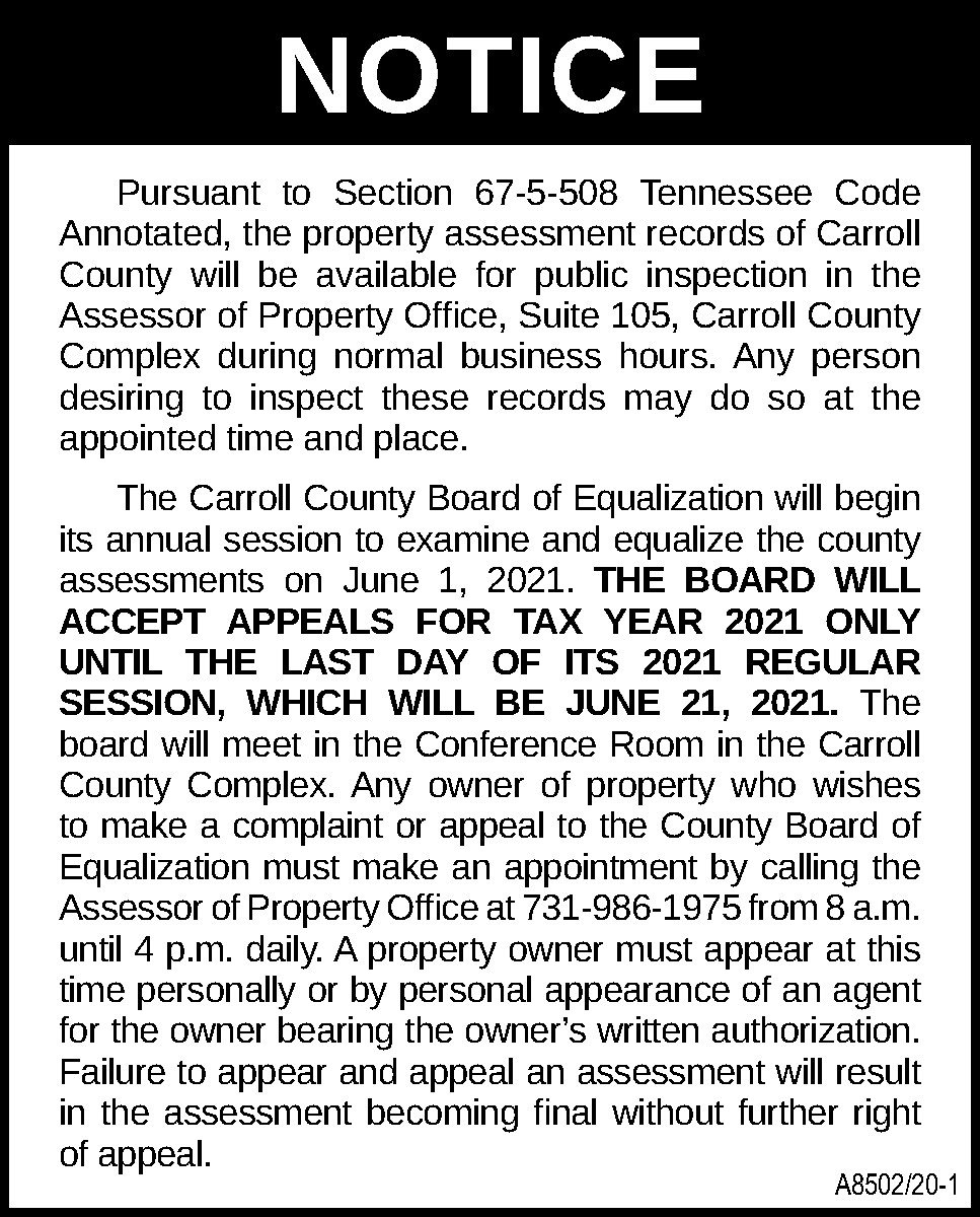 Carroll County Property Assessor The Mckenzie Banner